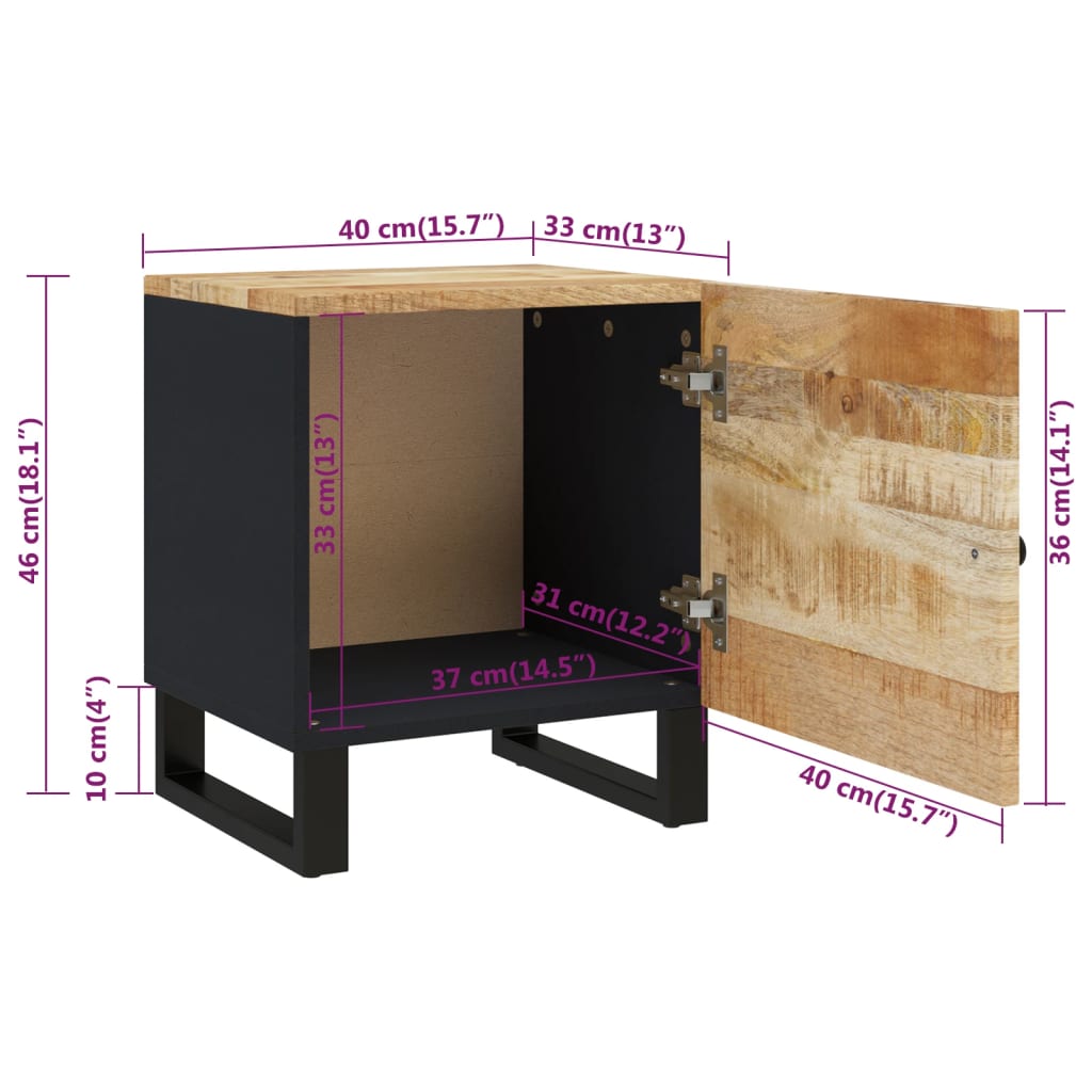 Nattbord 40x33x46 cm heltre mango