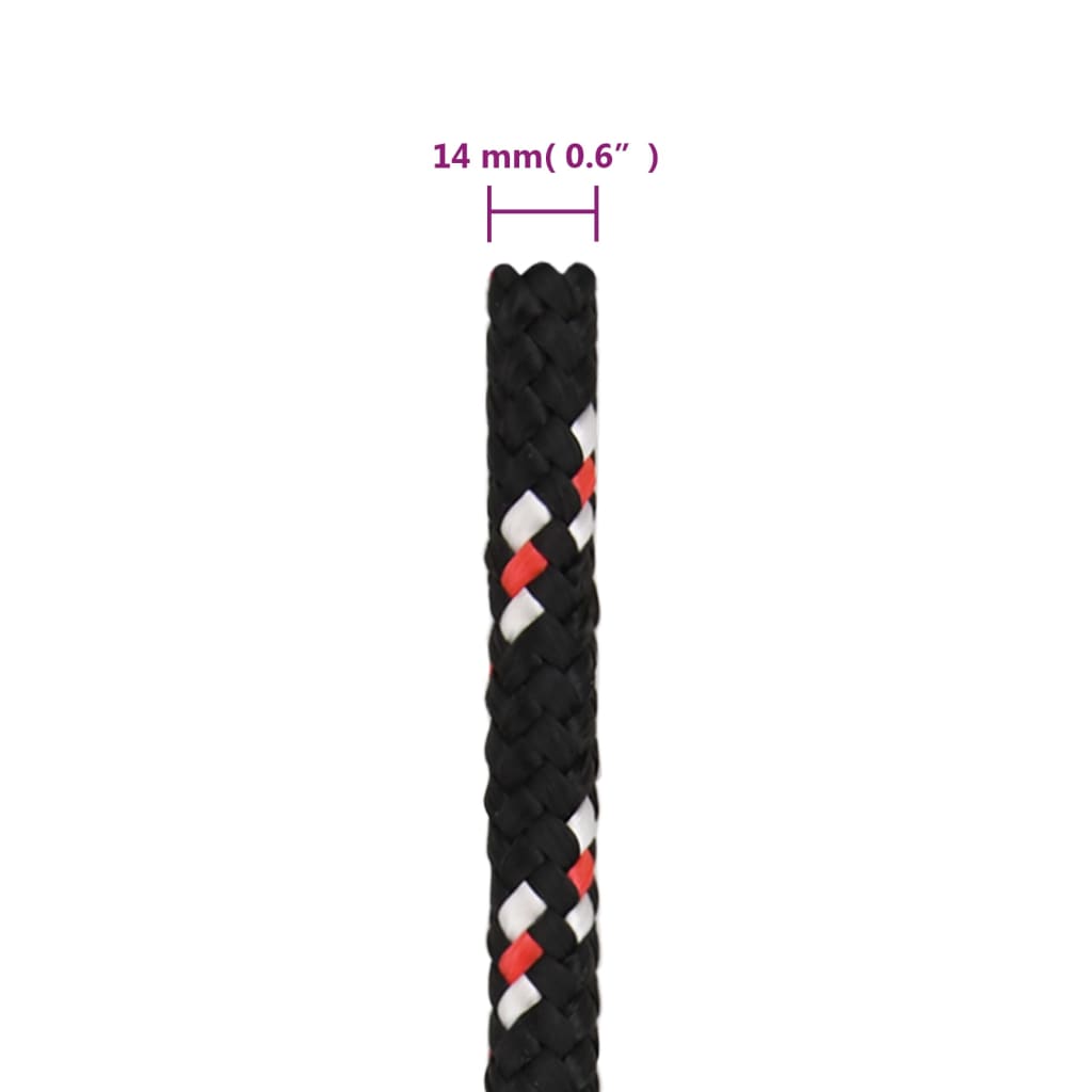 Båttau svart 14 mm 25 m polypropylen
