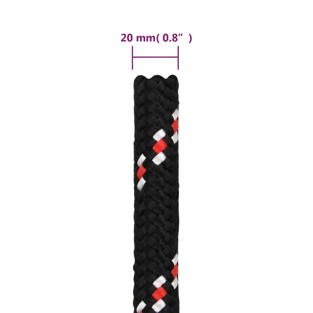 Båttau svart 20 mm 100 m polypropylen