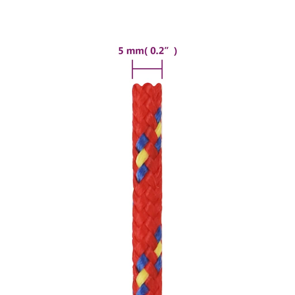 Båttau rød 5 mm 100 m polypropylen