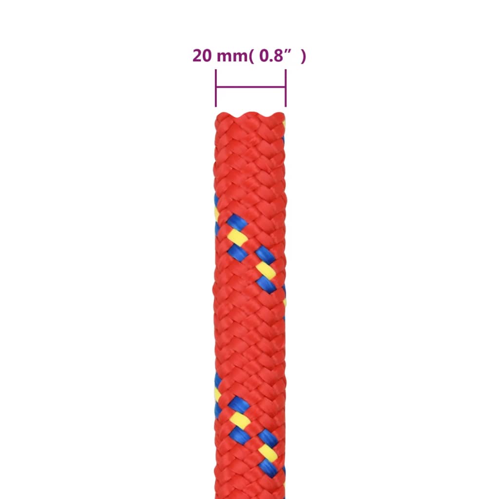 Båttau rød 20 mm 25 m polypropylen vidaXL