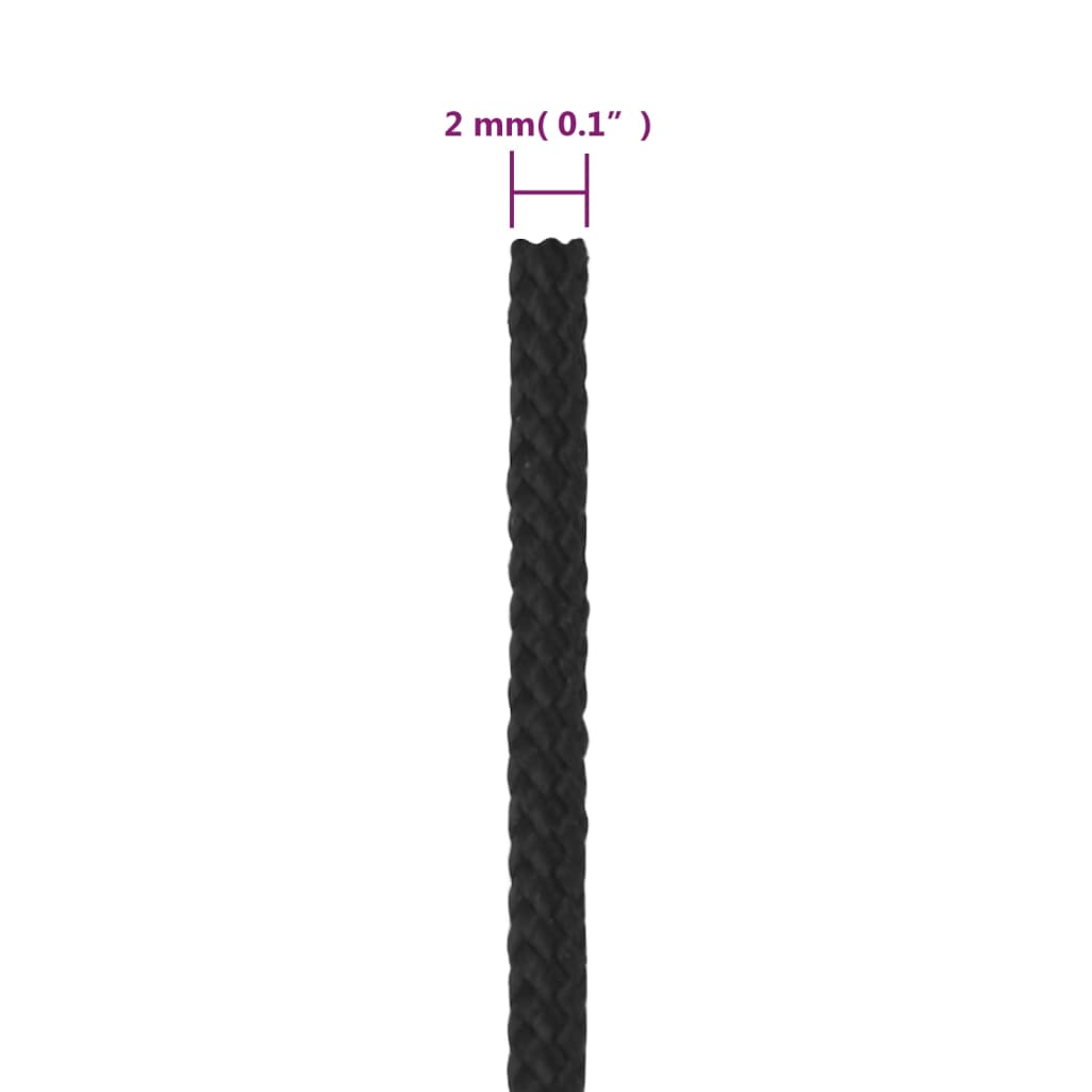 Båttau helsvart 2 mm 25 m polypropylen