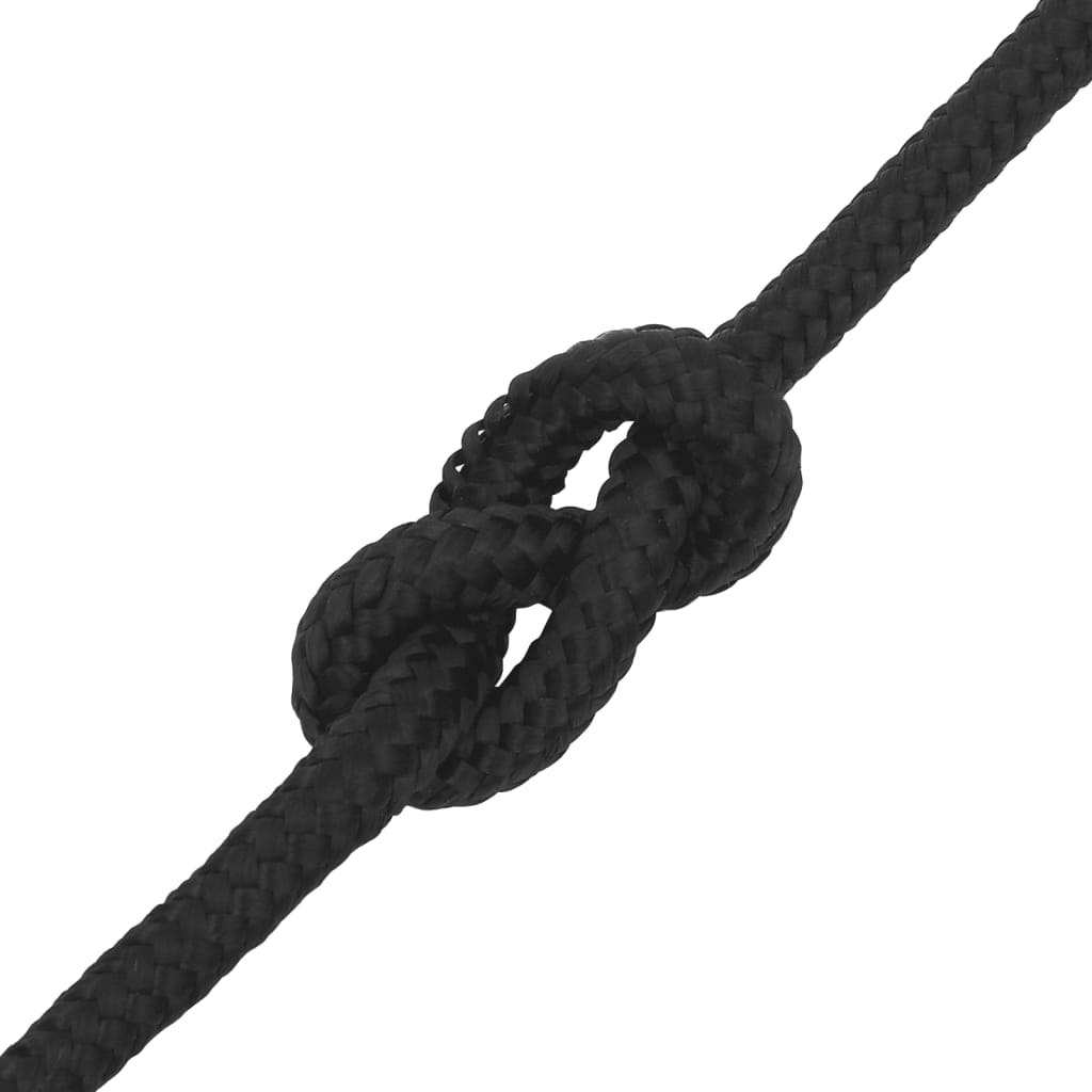 Båttau helsvart 14 mm 25 m polypropylen vidaXL