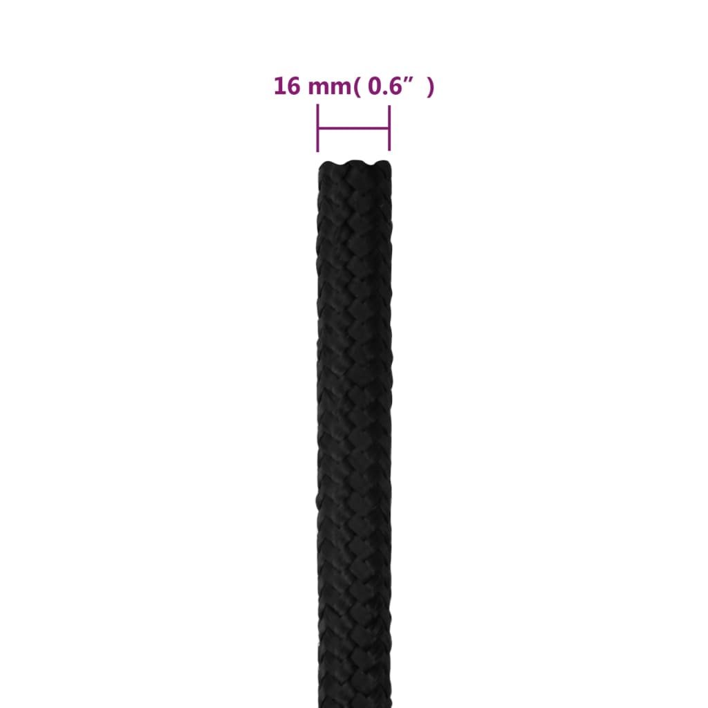 Båttau helsvart 16 mm 25 m polypropylen vidaXL