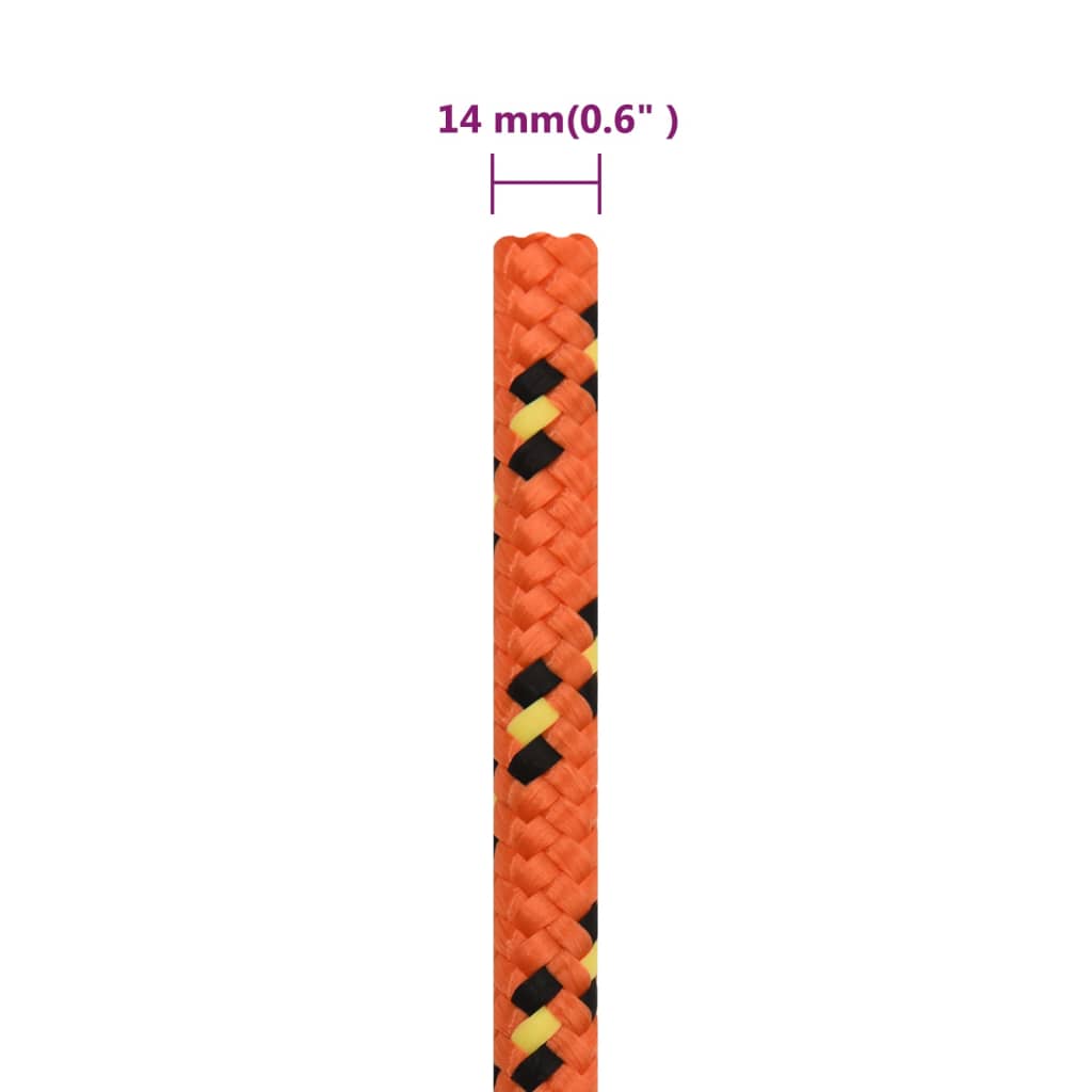 Båttau oransje 14 mm 50 m polypropylen