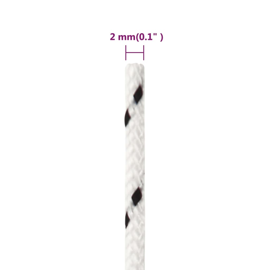 Flettet båttau hvit 2 mm x 25 m polyester