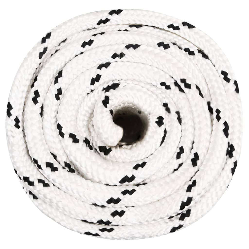 Flettet båttau hvit 20 mm x 50 m polyester