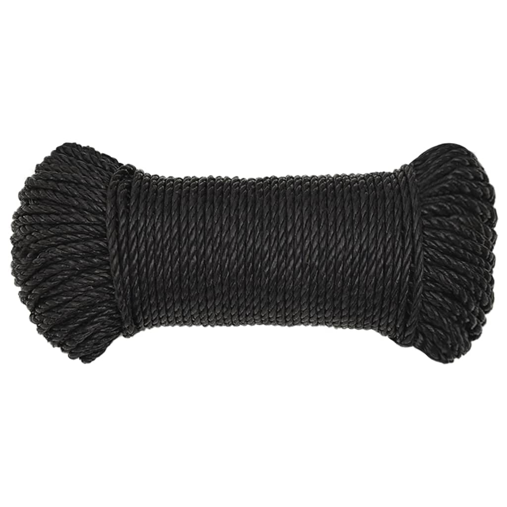 Arbeidstau svart 6 mm 50 m polypropylen