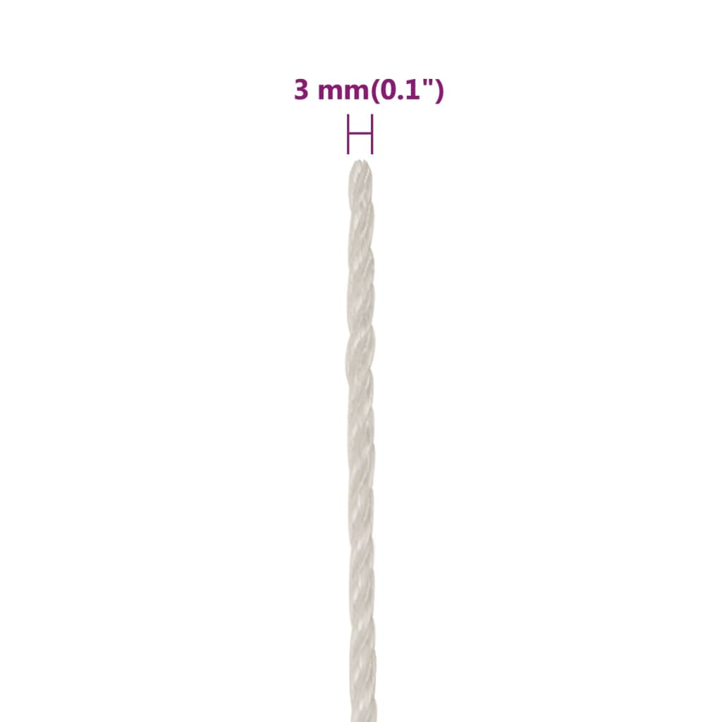 Arbeidstau hvit 3 mm 250 m polypropylen