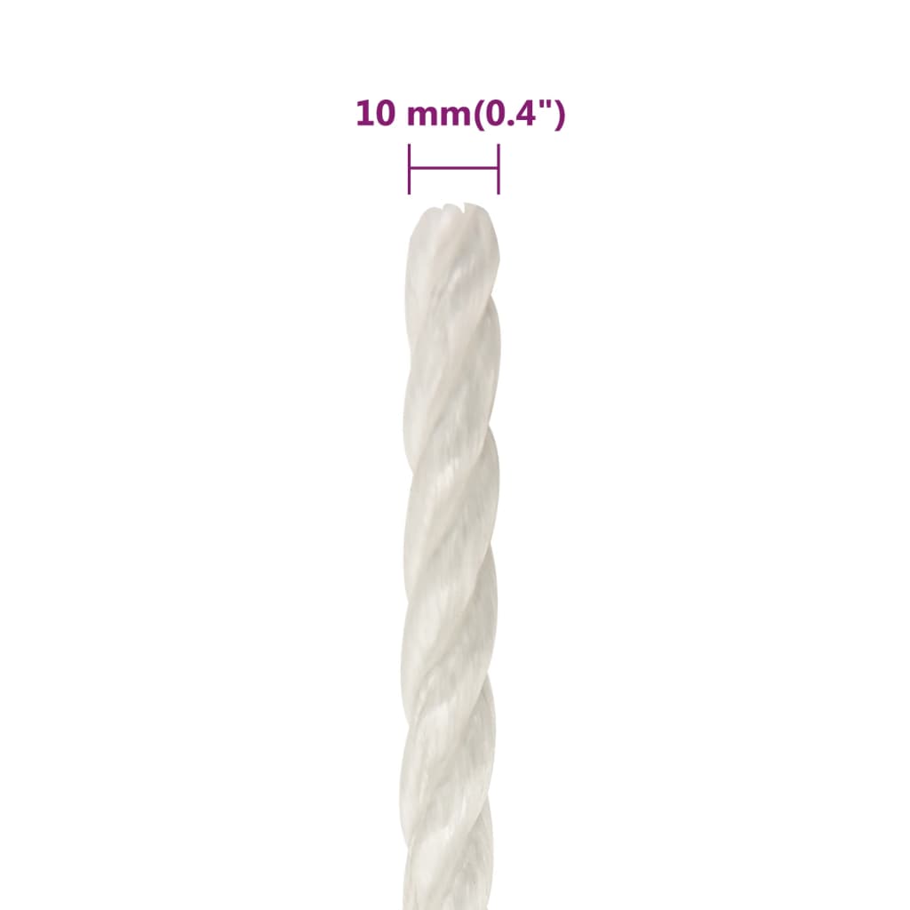 Arbeidstau hvit 10 mm 25 m polypropylen