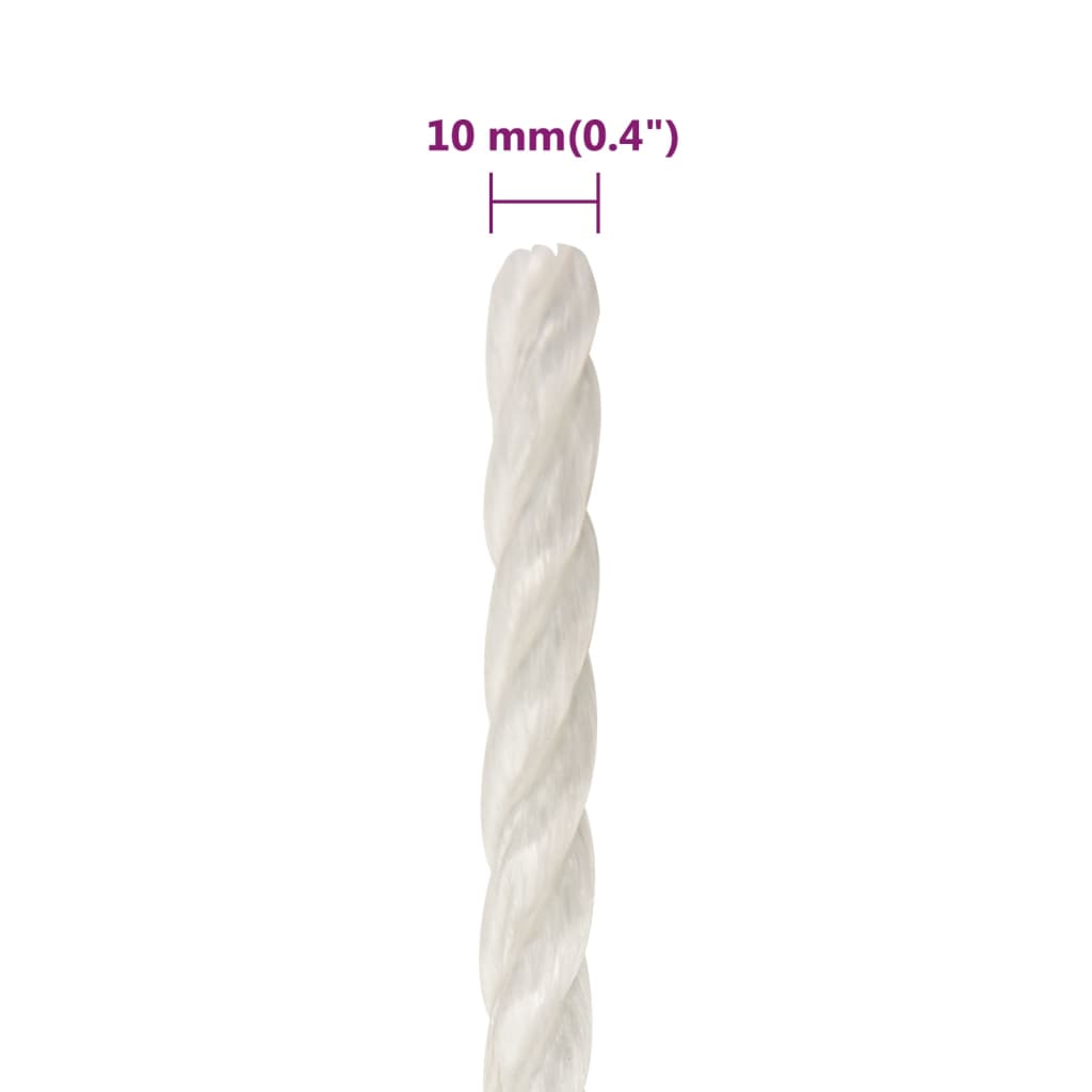 Arbeidstau hvit 10 mm 500 m polypropylen