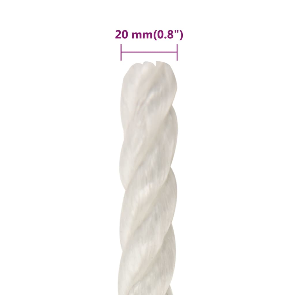 Arbeidstau hvit 20 mm 50 m polypropylen