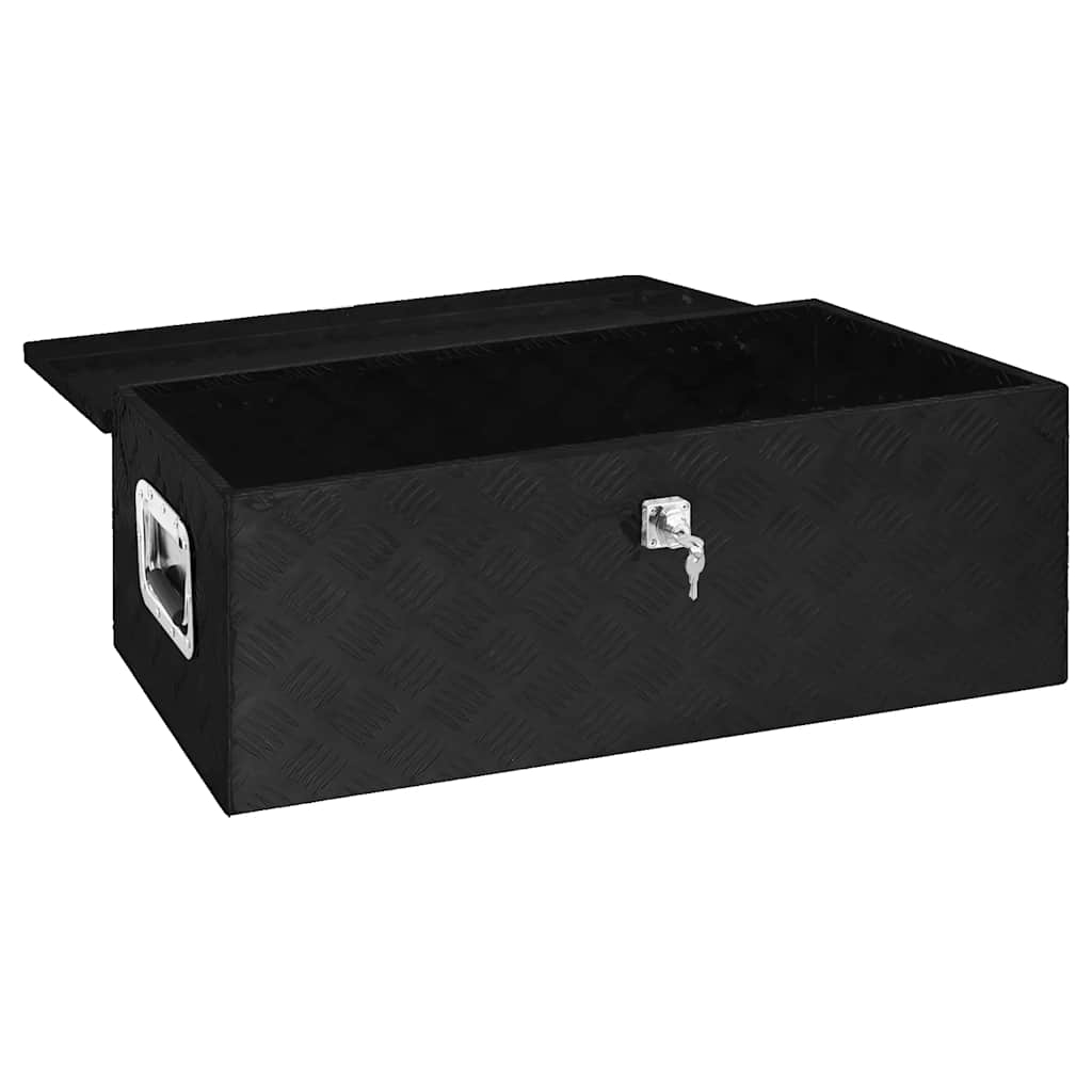 Oppbevaringsboks svart 90x47x33,5 cm aluminium