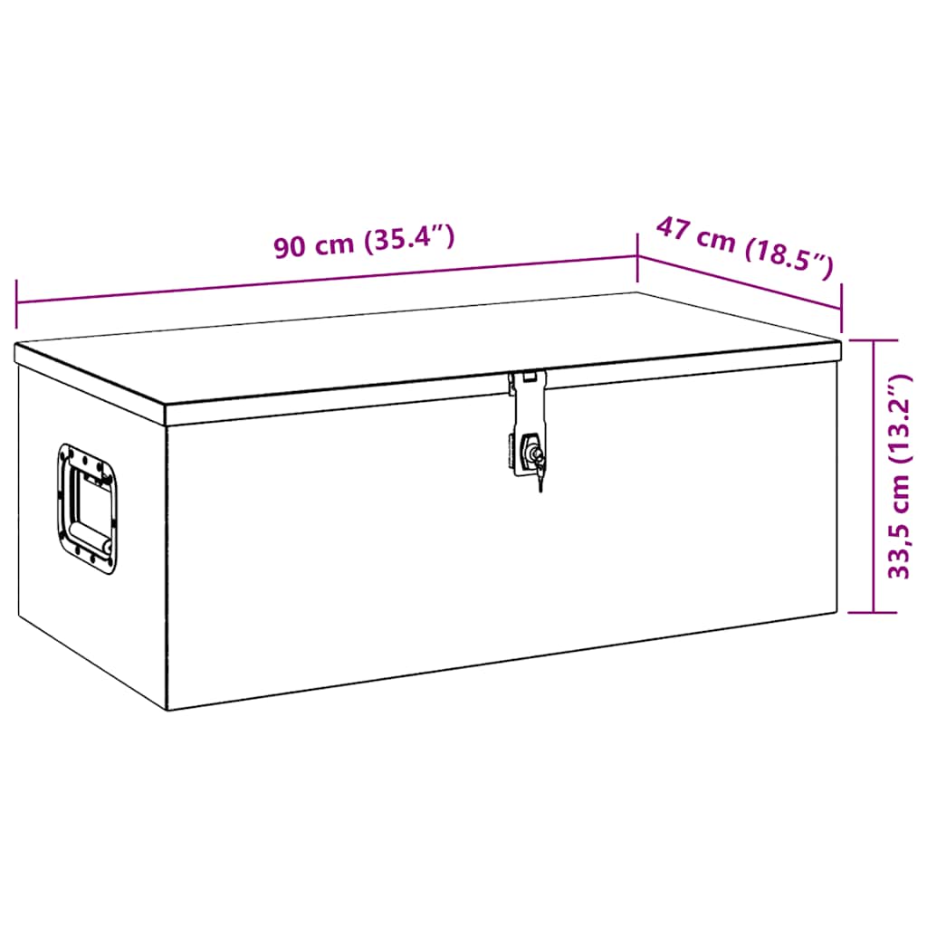 Oppbevaringsboks svart 90x47x33,5 cm aluminium