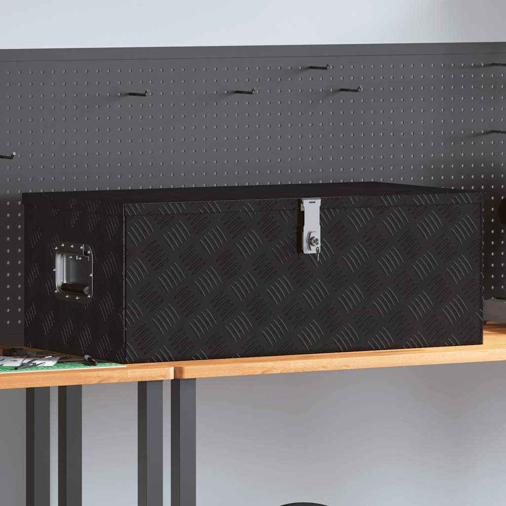 Oppbevaringsboks svart 90x47x33,5 cm aluminium