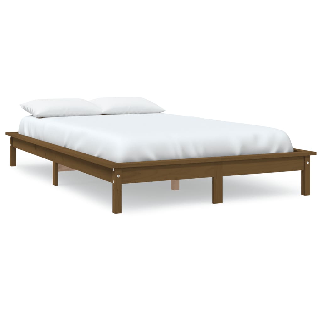 Sengeramme honningbrun 200x200 cm heltre furu
