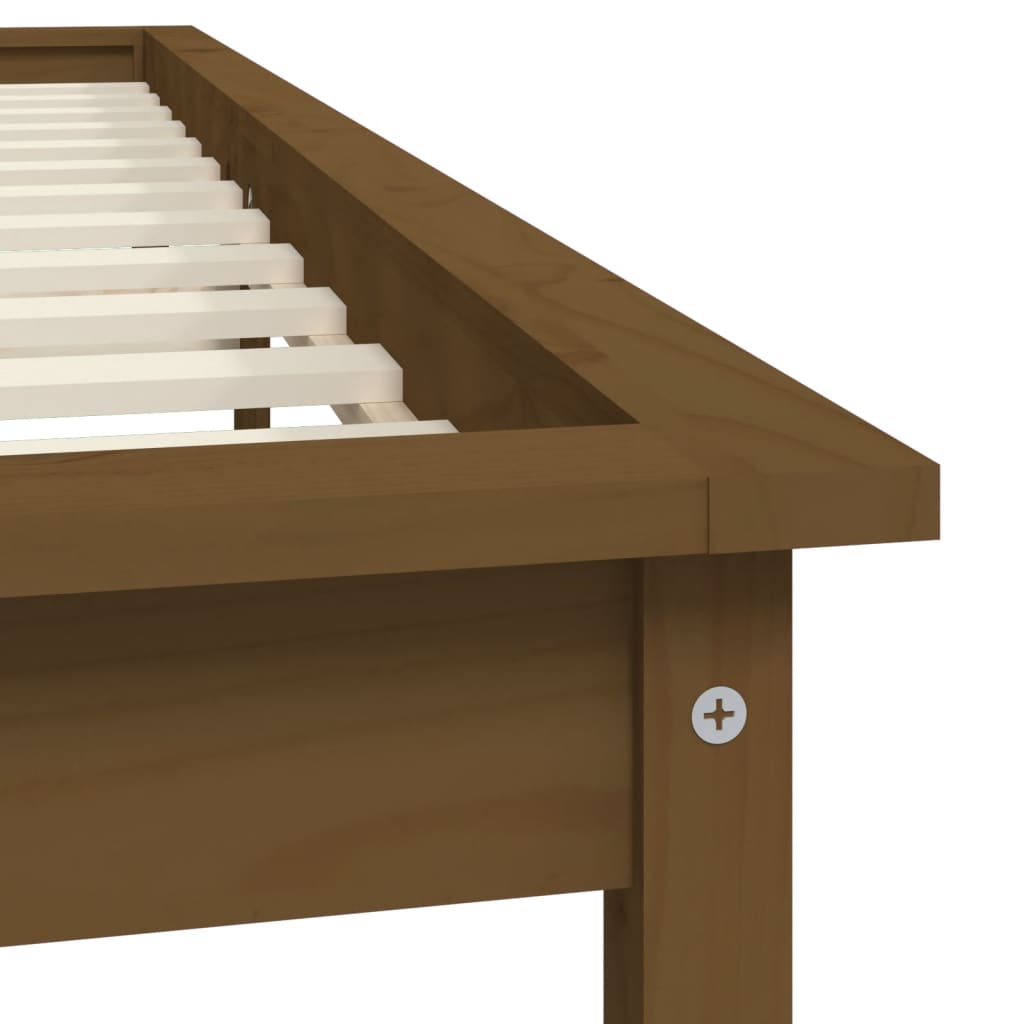 Sengeramme honningbrun 200x200 cm heltre furu