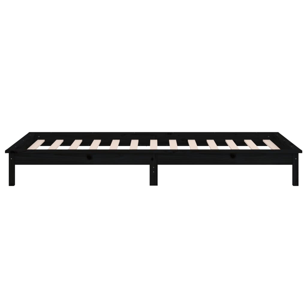 Sengeramme med LED svart 100x200 cm heltre