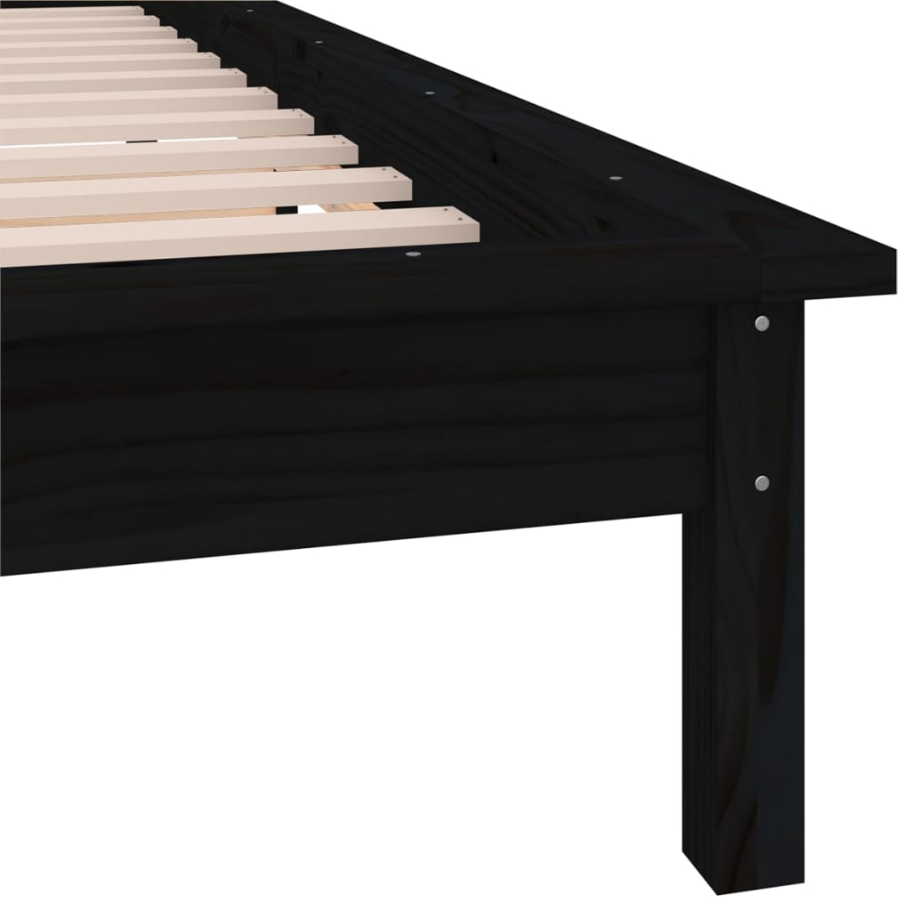 Sengeramme med LED svart 100x200 cm heltre