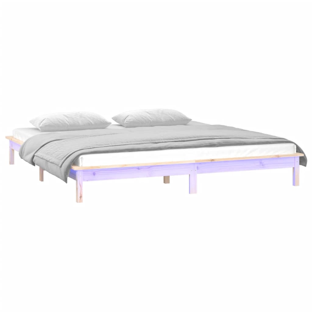 Sengeramme med LED 140x200 cm heltre