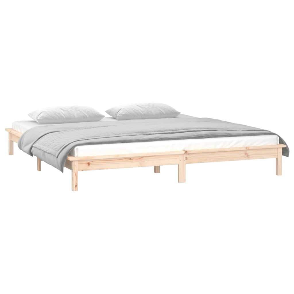 Sengeramme med LED 140x200 cm heltre