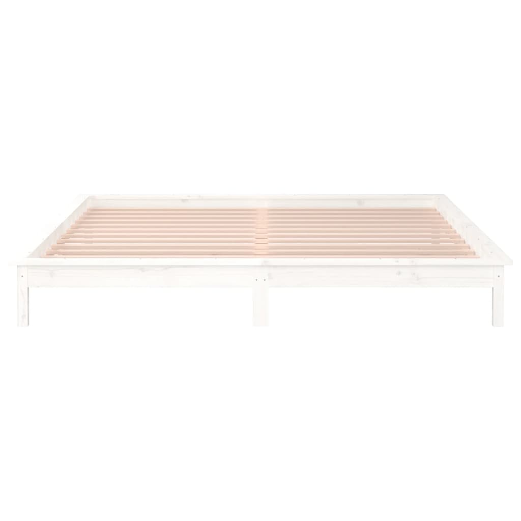 Sengeramme med LED hvit 140x200 cm heltre