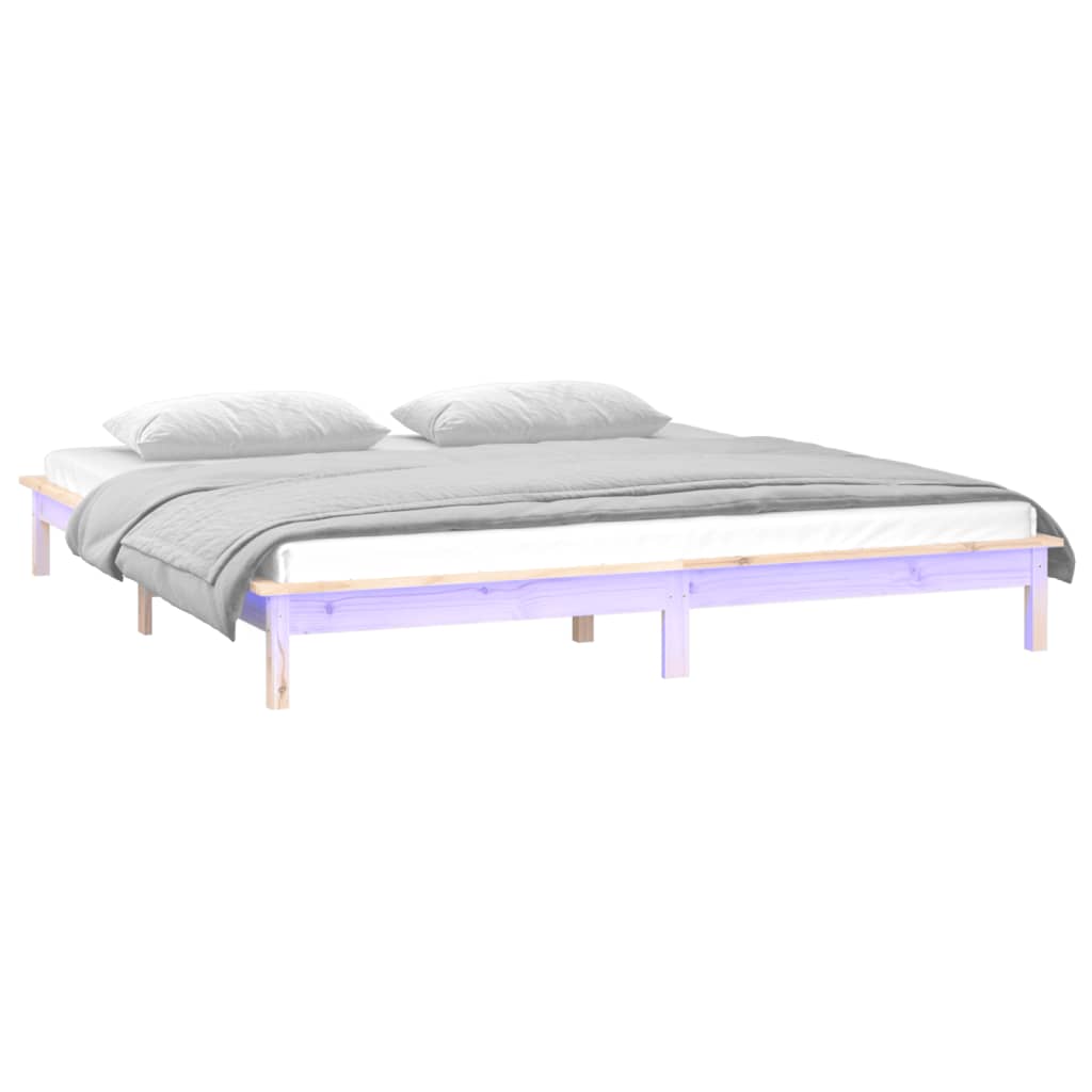 Sengeramme med LED 160x200 cm heltre