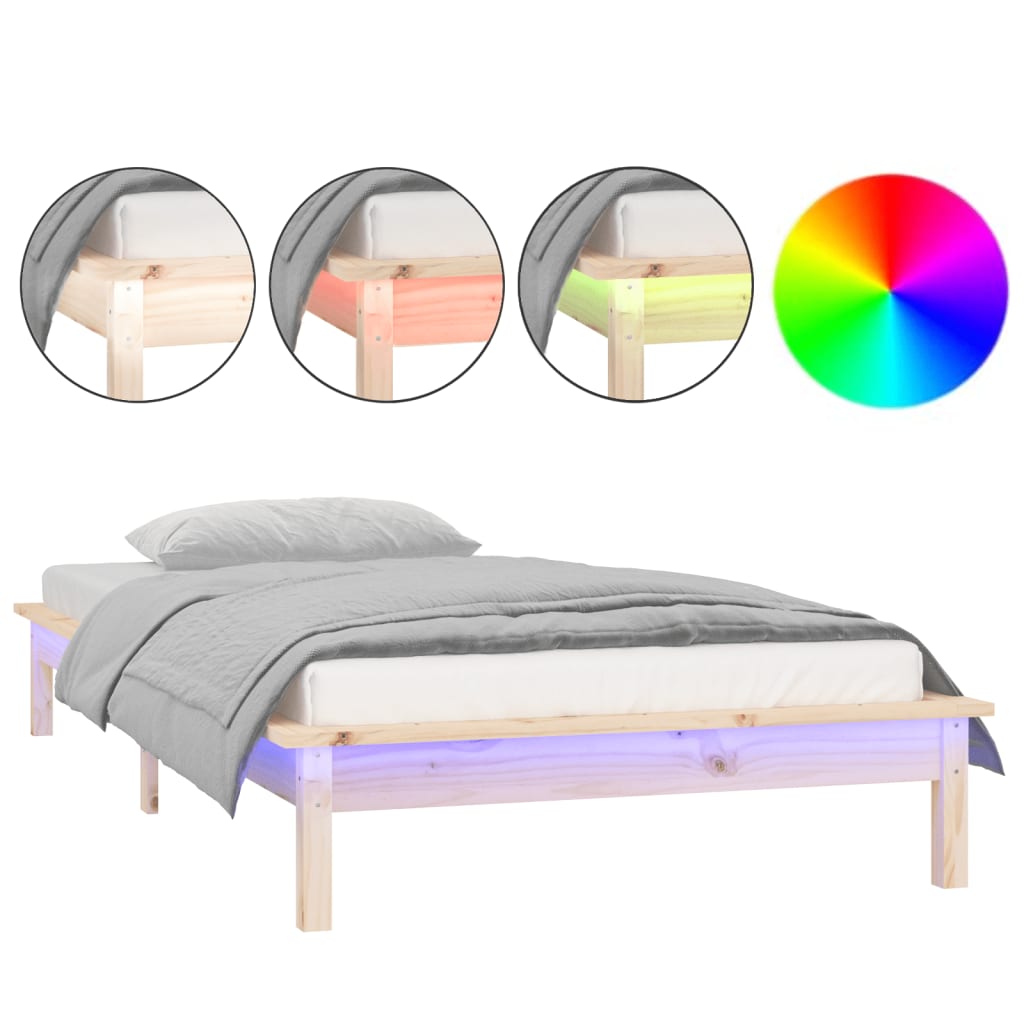 Sengeramme med LED 90x190 cm Single heltre
