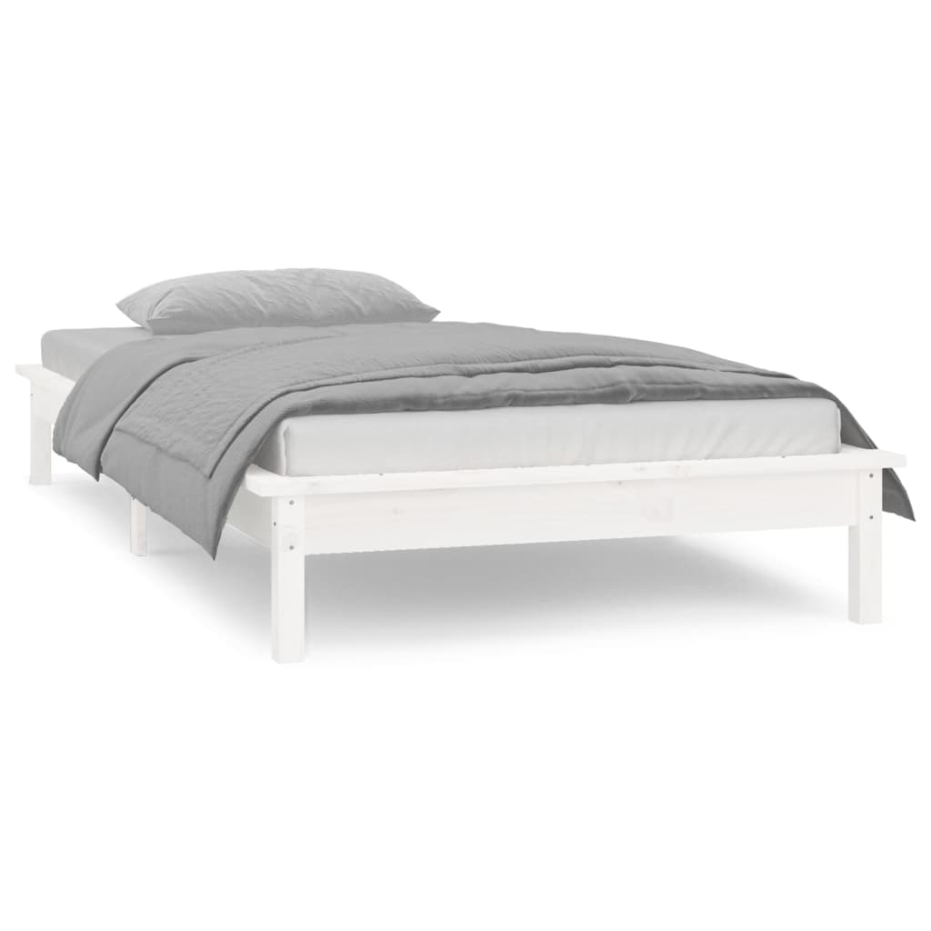Sengeramme med LED hvit 90x190 cm Single heltre