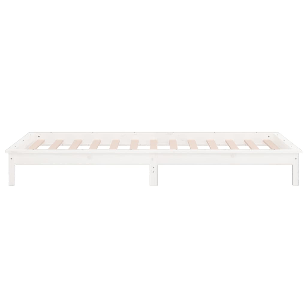 Sengeramme med LED hvit 90x190 cm Single heltre