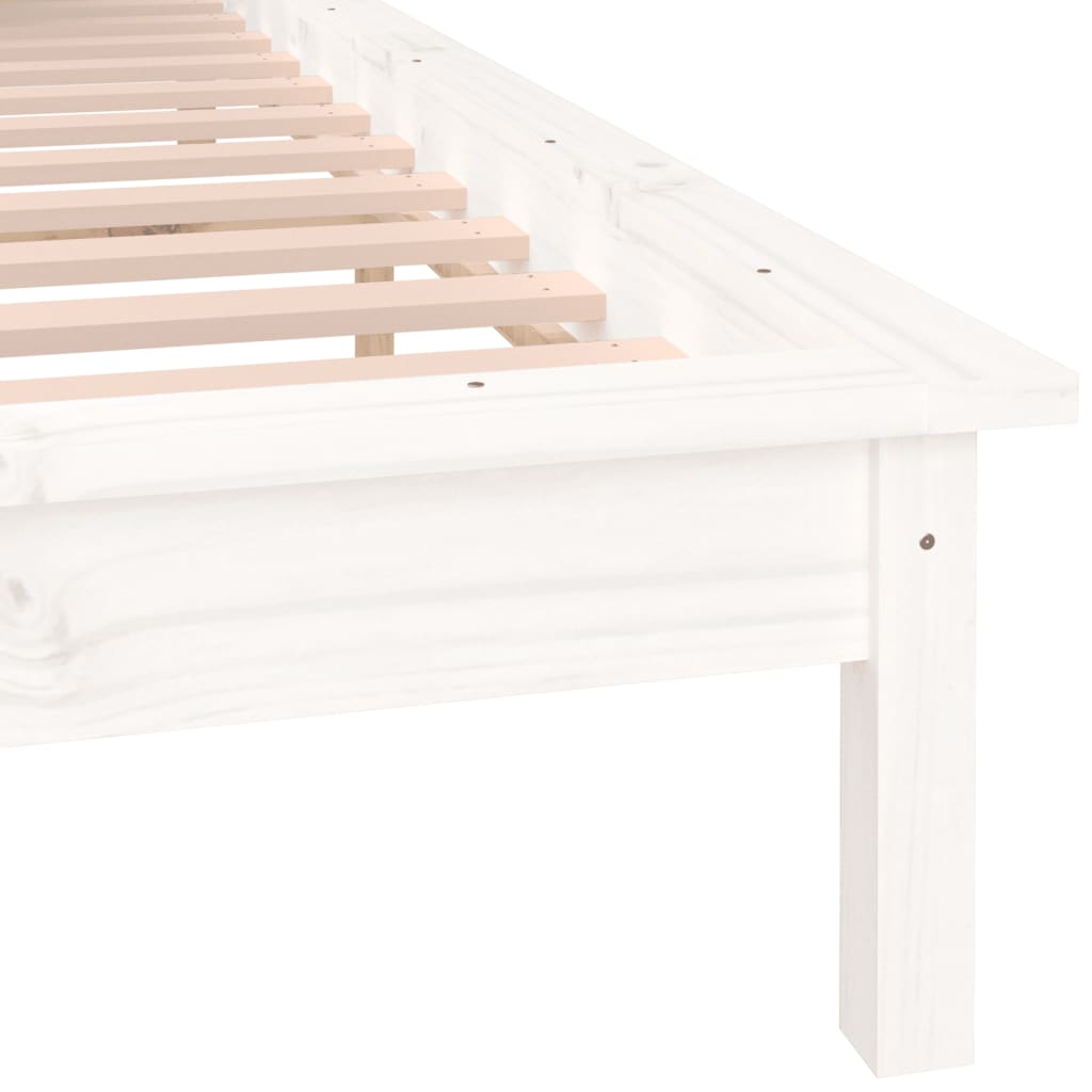 Sengeramme med LED hvit 140x190 cm heltre