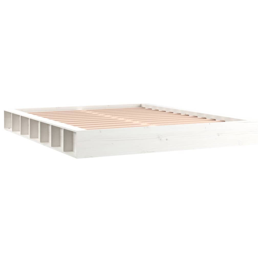 Sengeramme hvit 200x200 cm heltre