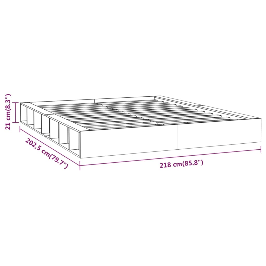 Sengeramme hvit 200x200 cm heltre