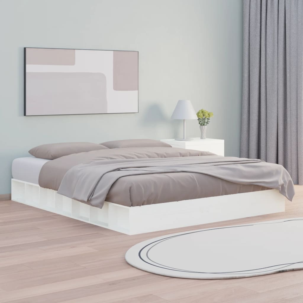 Sengeramme hvit 200x200 cm heltre