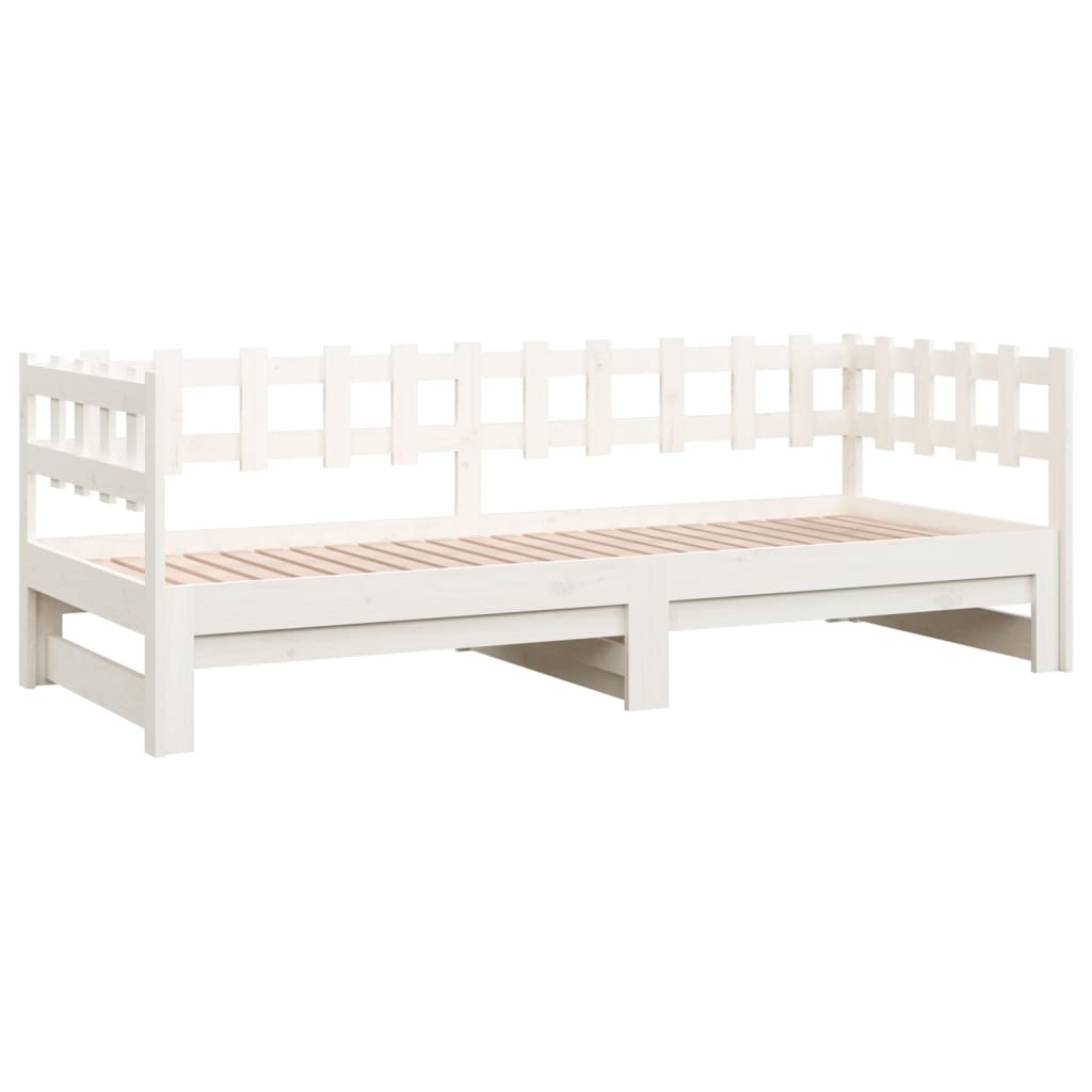 Uttrekkbar dagseng hvit 2x(80x200) cm heltre furu