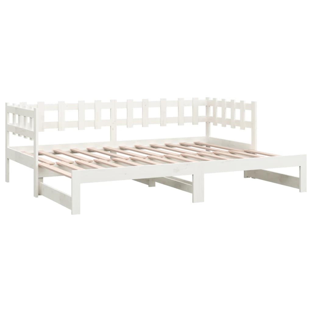 Uttrekkbar dagseng hvit 2x(90x200) cm heltre furu