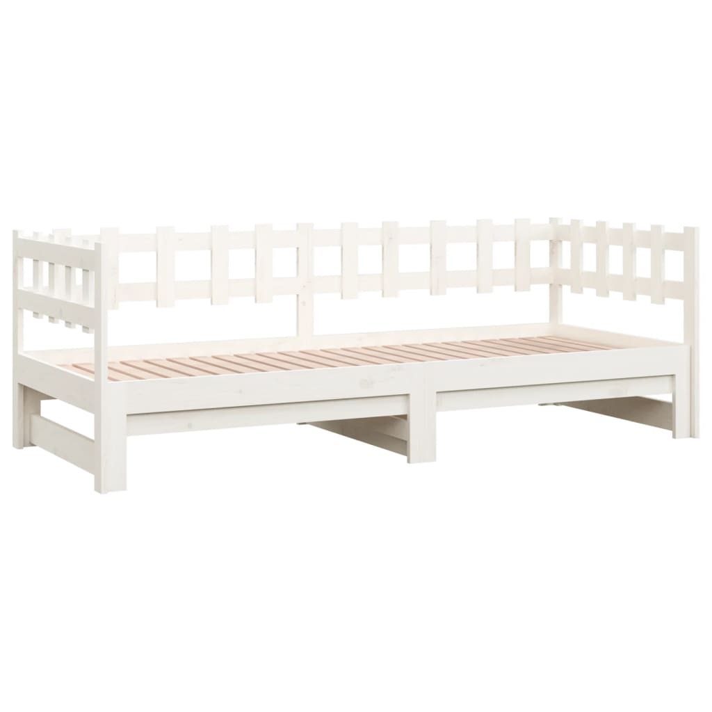 Uttrekkbar dagseng hvit 2x(90x200) cm heltre furu