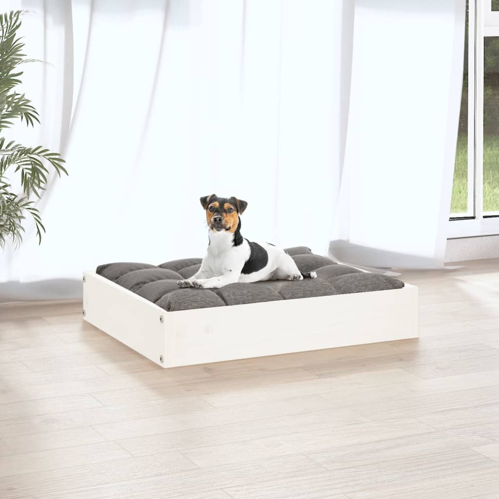 Hundeseng hvit 51,5x44x9 cm heltre furu