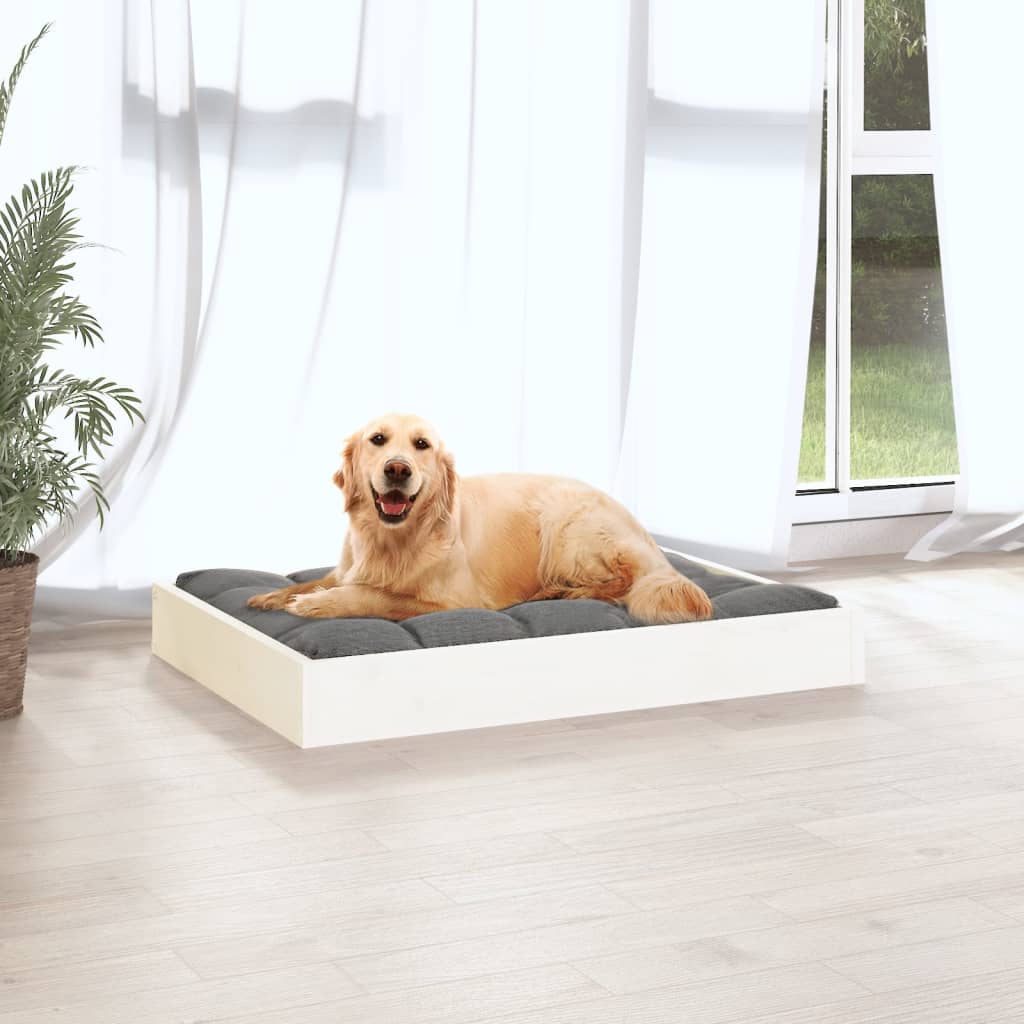 Hundeseng hvit 71,5x54x9 cm heltre furu