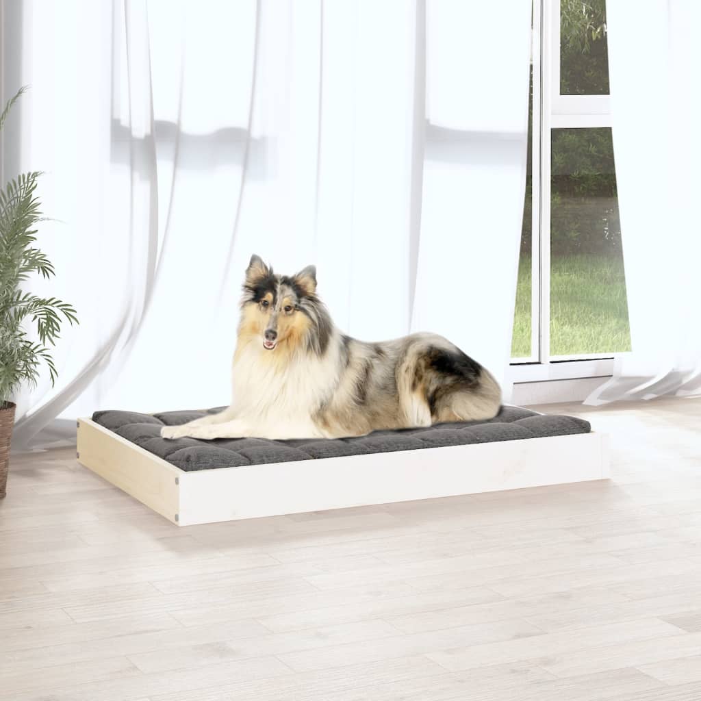Hundeseng hvit 91,5x64x9 cm heltre furu