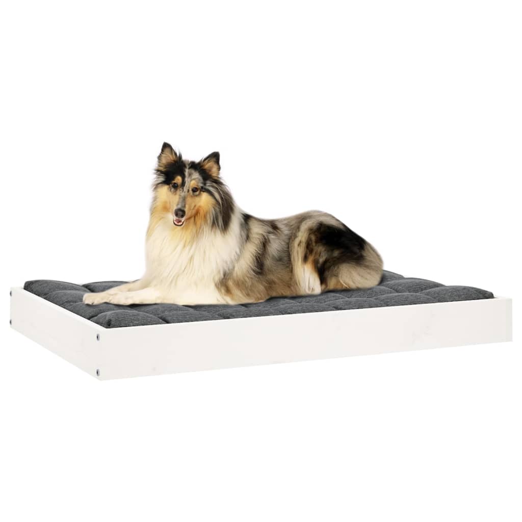 Hundeseng hvit 91,5x64x9 cm heltre furu