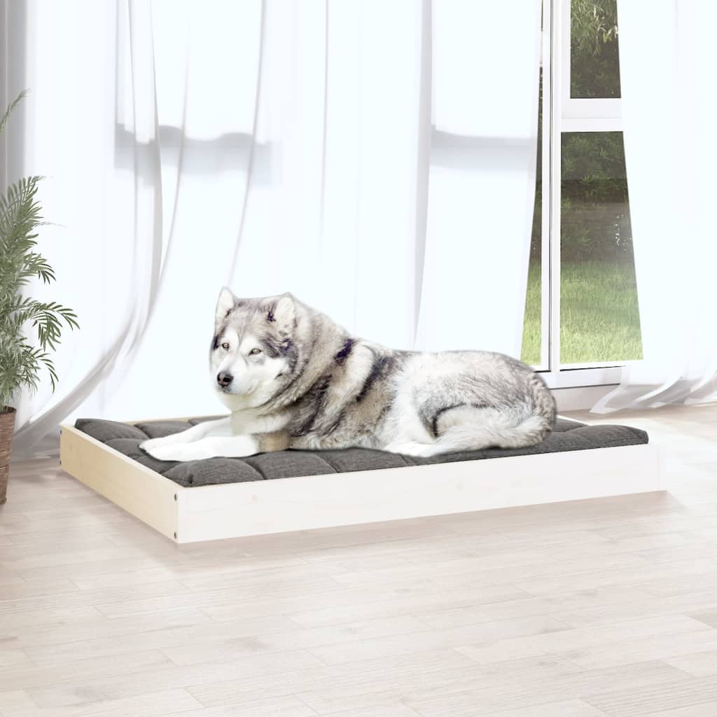 Hundeseng hvit 101,5x74x9 cm heltre furu vidaXL
