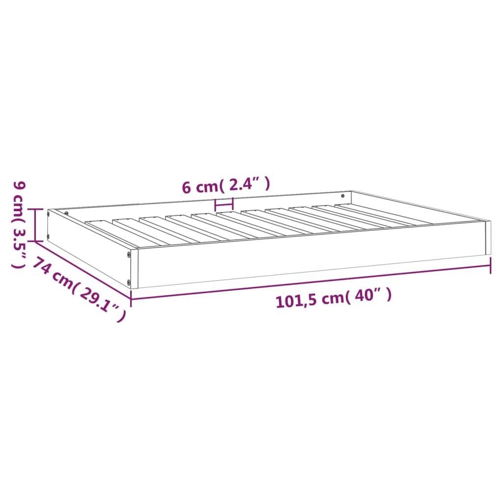 Hundeseng hvit 101,5x74x9 cm heltre furu vidaXL