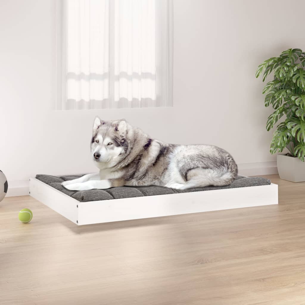 Hundeseng hvit 101,5x74x9 cm heltre furu vidaXL