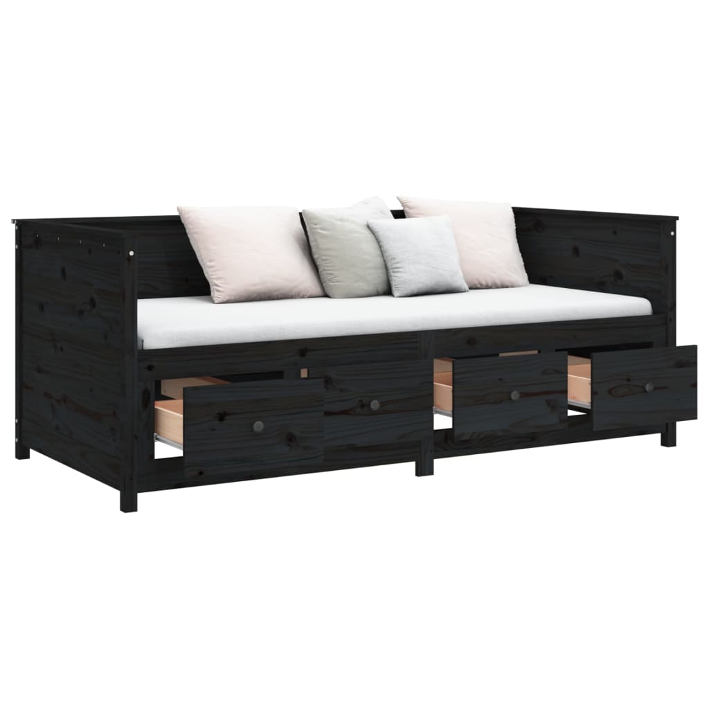 Dagseng svart 90x200 cm heltre furu
