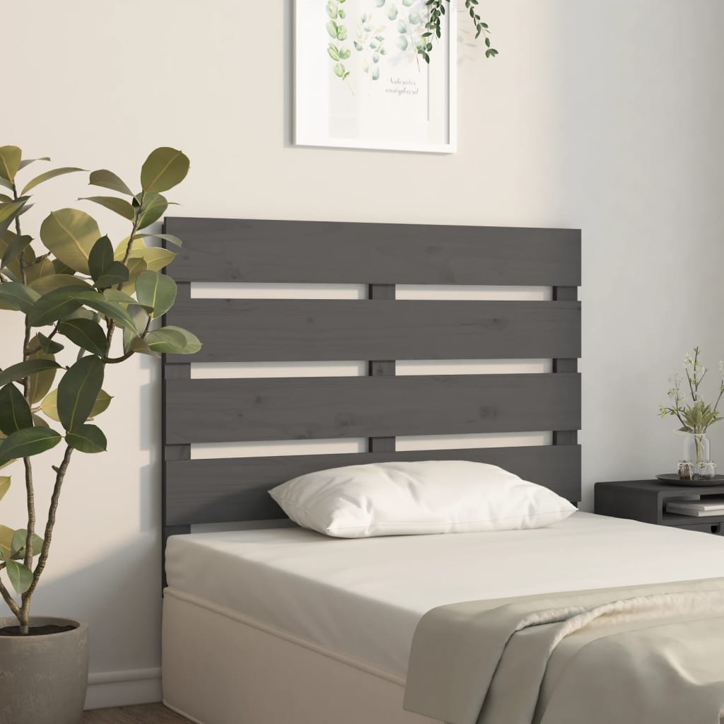 Sengegavl grå 100x3x80 cm heltre furu