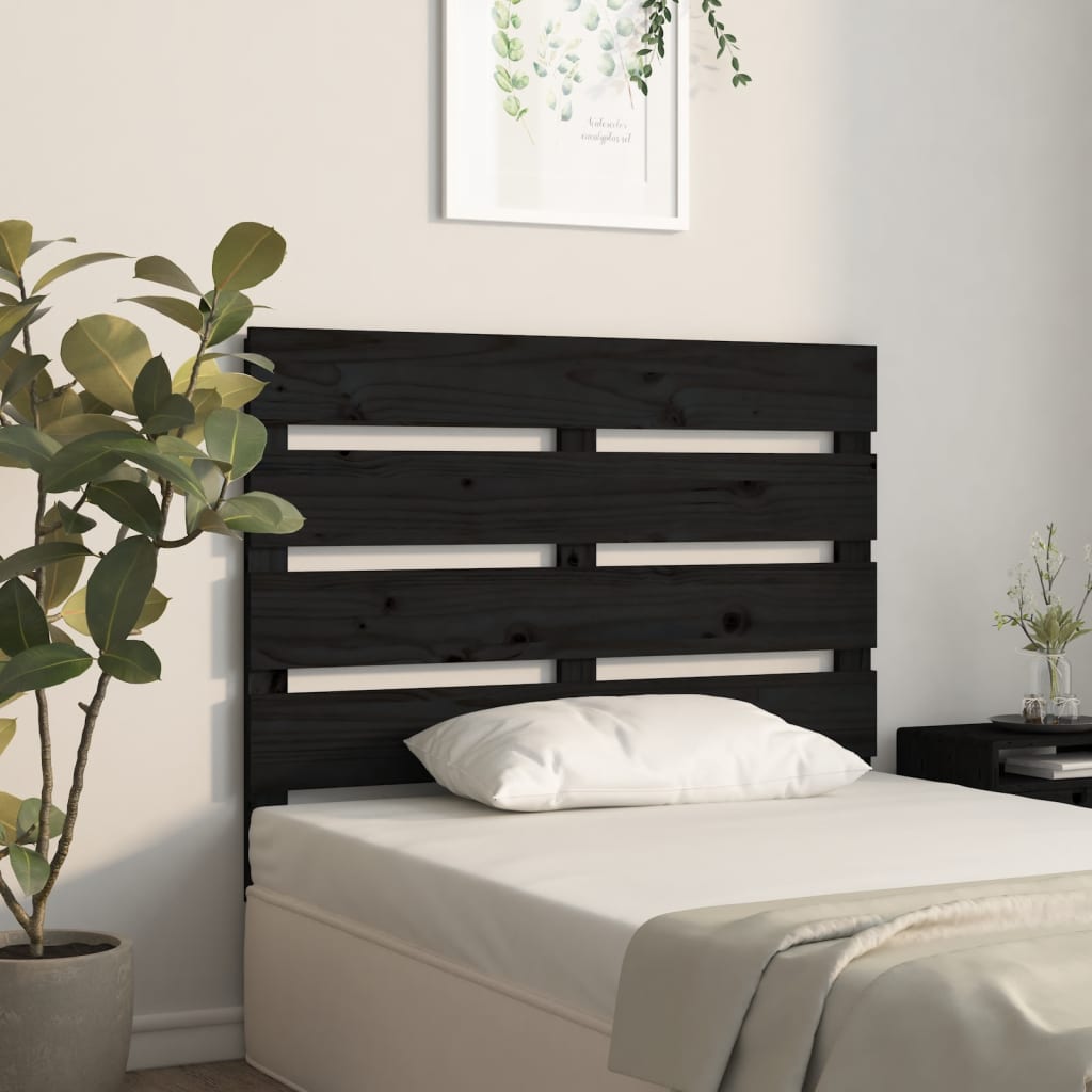 Sengegavl svart 100x3x80 cm heltre furu
