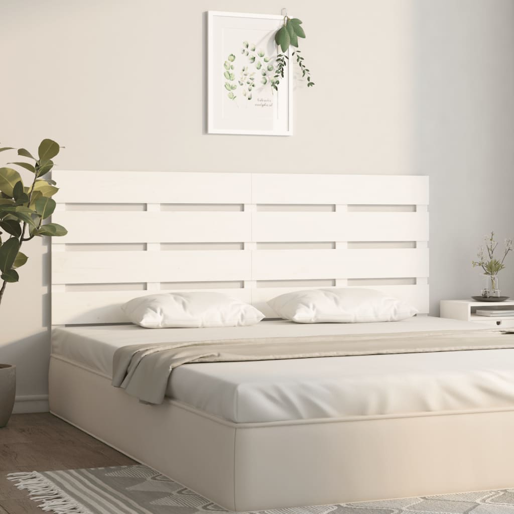Sengegavl hvit 140x3x80 cm heltre furu