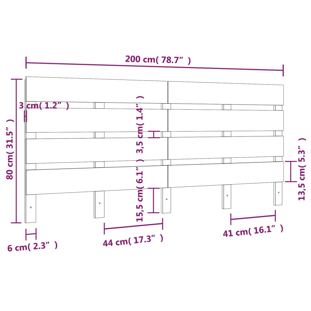 Sengegavl 200x3x80 cm heltre furu