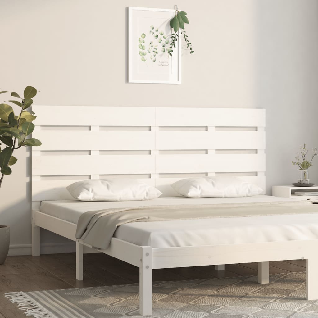 Sengegavl hvit 200x3x80 cm heltre furu